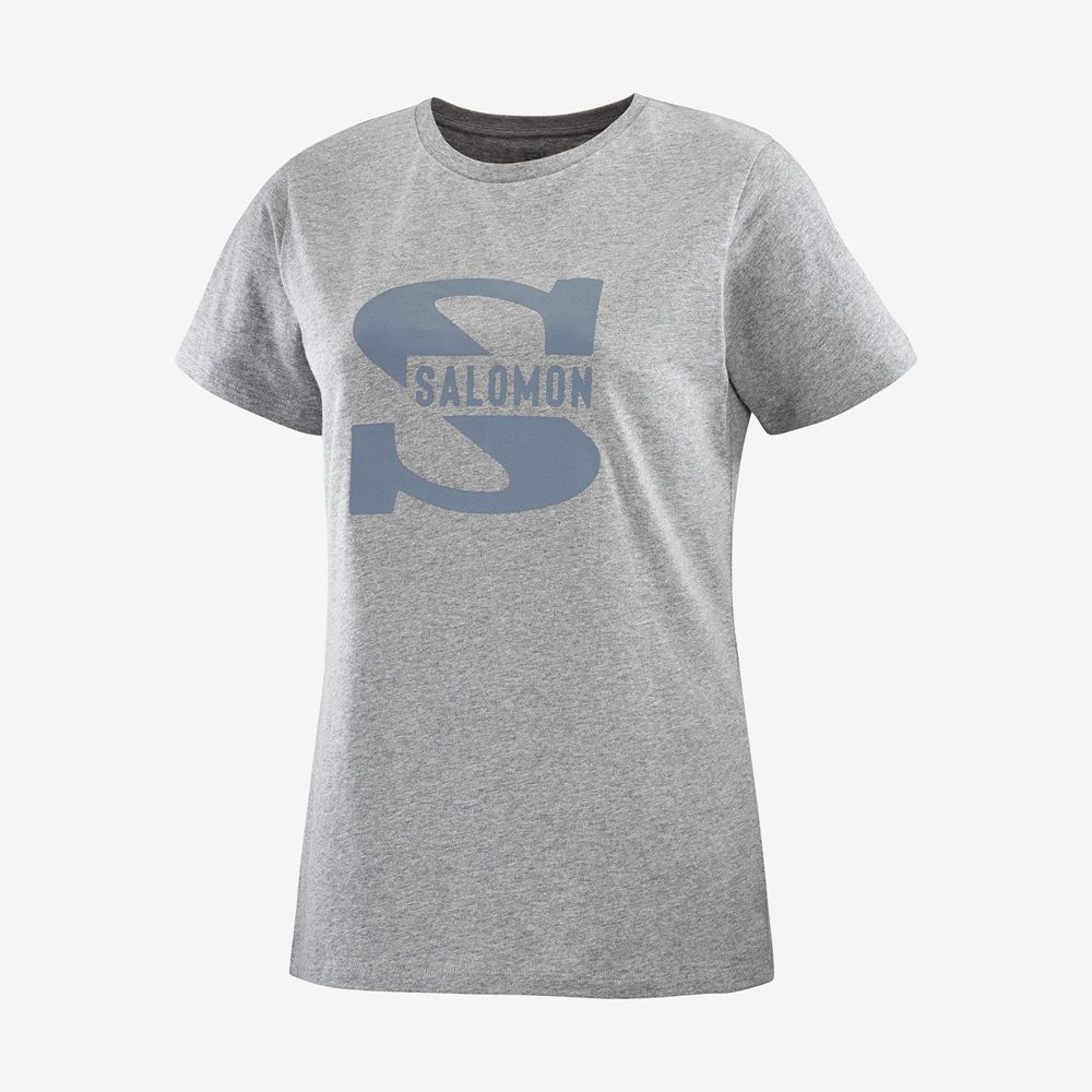 Salomon T-Shirts Dame Grå - OUTLIFE BIG LOGO (ONTPS-7916)
